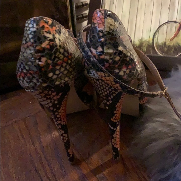 Platform peep toe multi color snake print - Picture 6 of 8
